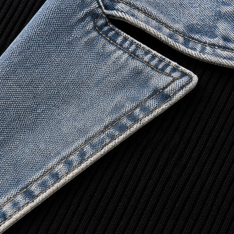 Revers van lichte denim