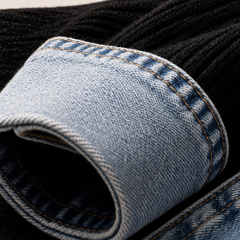 Omgeslagen denim boorden