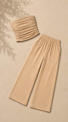 Setje dames in het zachte kaki, polyester – Nora Janne
