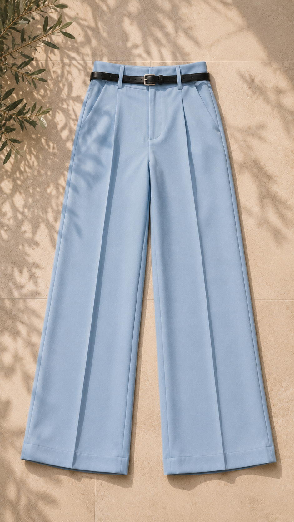 Broek dames in het hemelsblauw, stretch polyester – Nora Janne