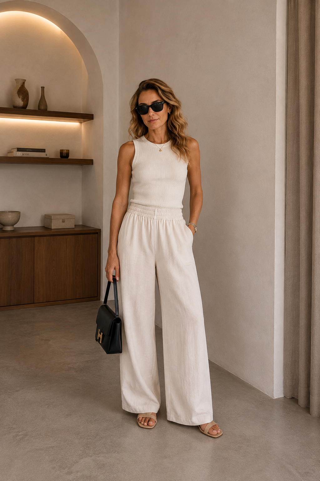 Broek dames, tencel met linnen-look – Nora Janne