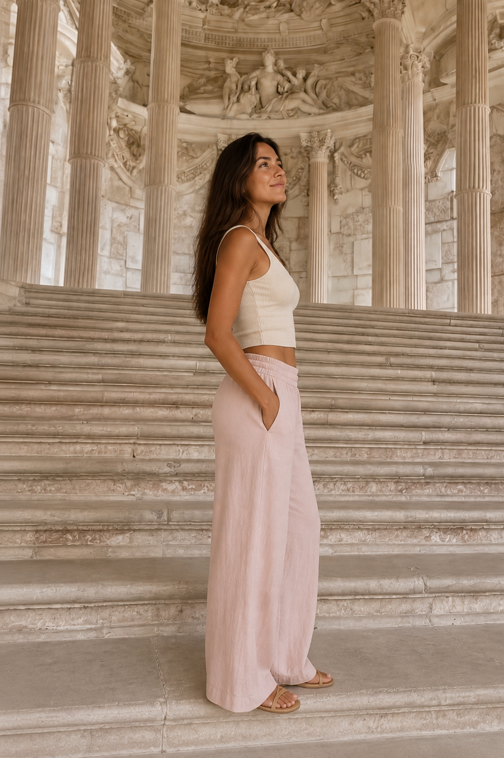 Broek dames, tencel met linnen-look – foto 4 – Nora Janne