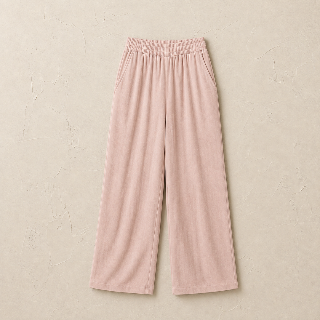 Broek dames in het poederroze, tencel met linnen-look – Nora Janne