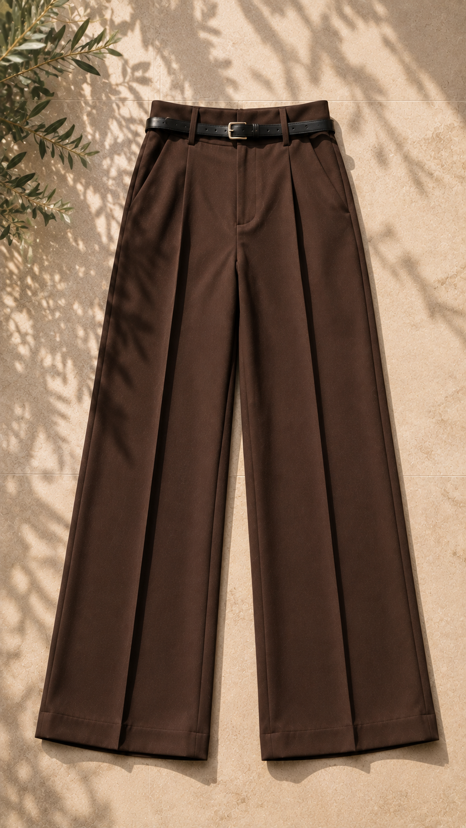 Broek dames in het cognacbruin, stretch polyester – Nora Janne