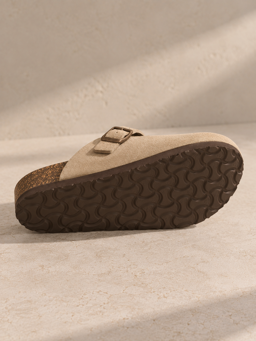 Suède clogs met kurken voetbed