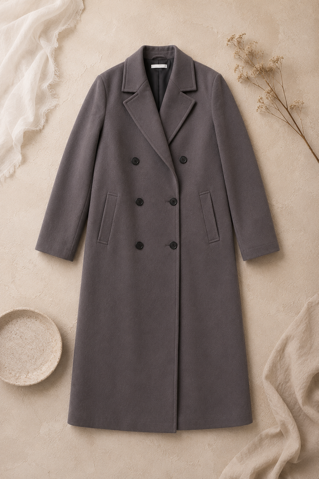 Jas dames in het parelgrijs, wol-look polyester – Nora Janne