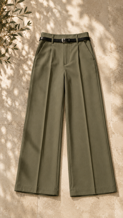 Broek dames in het legergroen, stretch polyester – Nora Janne