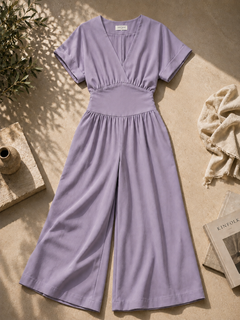 Jumpsuit dames in het zachtlila, stretch polyester – Nora Janne