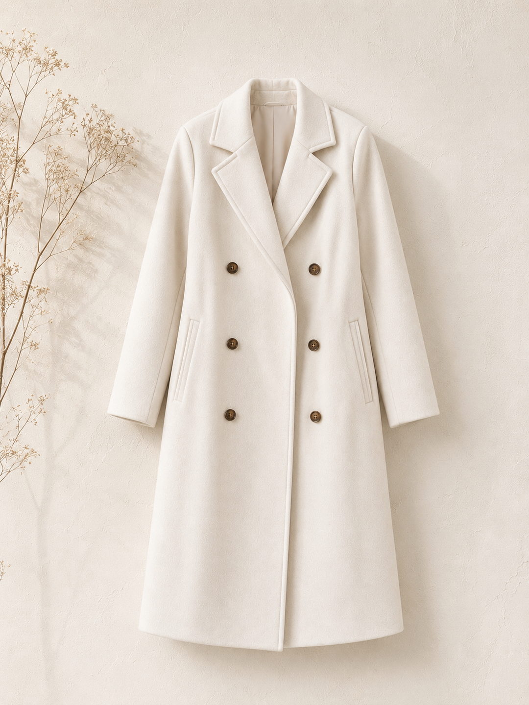 Jas dames in het champagnebeige, wol-look polyester – Nora Janne