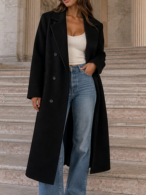 Manteau classique avec col à revers et double boutonnage