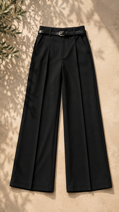 Broek dames in het nachtzwart, stretch polyester – Nora Janne
