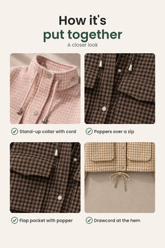 [en] Short checked jacket with stand-up collar – how it&
