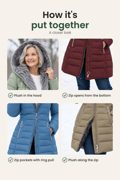 [en] Long padded winter coat with plush hood – how it&