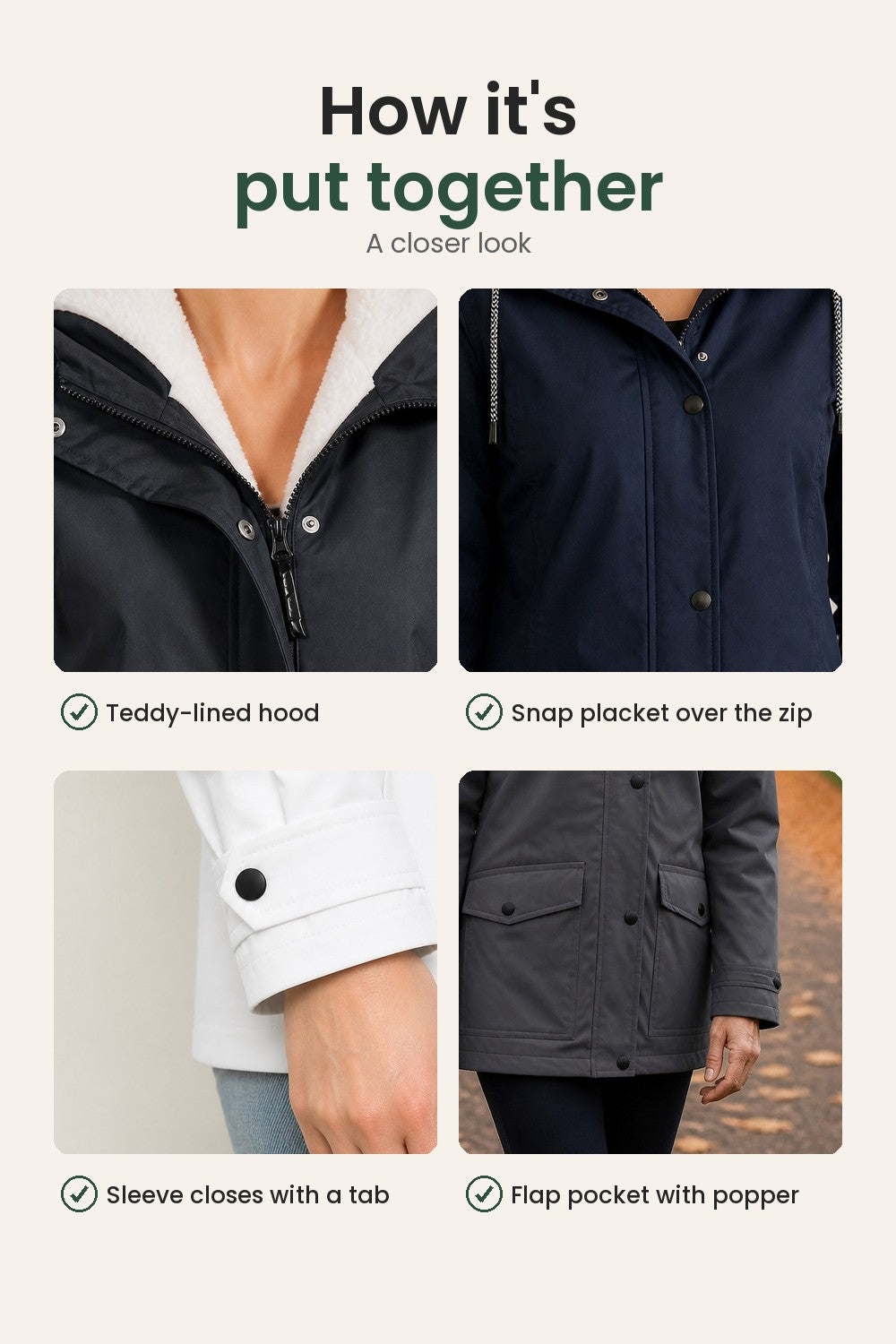 Winter coat with teddy-lined hood – how it&