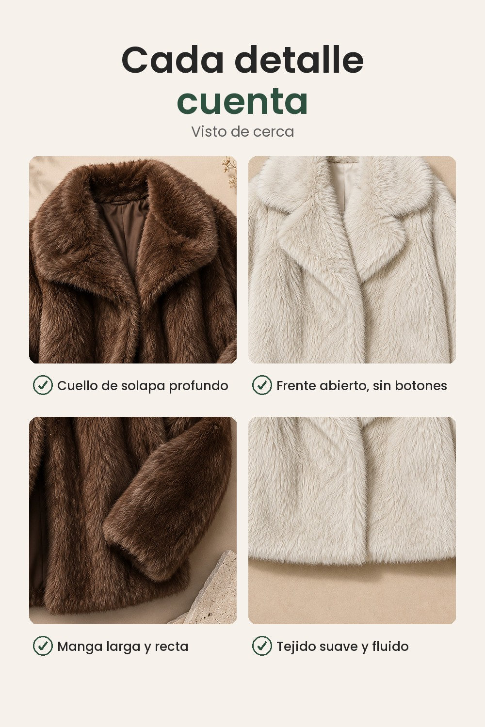 Abrigo abierto con cuello solapa – cada detalle cuenta: cuello de solapa profundo, frente abierto, sin botones, manga larga y recta, tejido suave y fluido