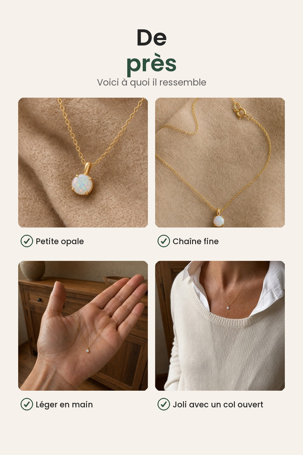 Collier court avec pierre d&