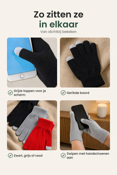 [nl] Gebreide handschoenen voor je touchscreen – zo zitten ze in elkaar: grijze toppen, geribde boord, drie kleuren