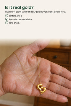 [en] 18K Gold-Plated Letter Necklace – is it real gold? Titanium steel with an 18K gold layer: light and shiny