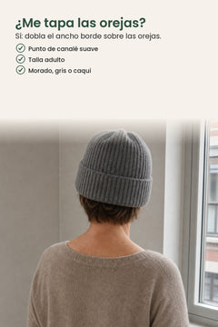 [es] Gorro de punto liso – ¿Me tapa las orejas? Sí: dobla el ancho borde sobre las orejas