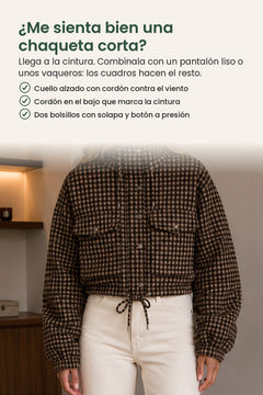 [es] Chaqueta corta de cuadros con cuello alzado – ¿Me sienta bien una chaqueta corta? Llega a la cintura