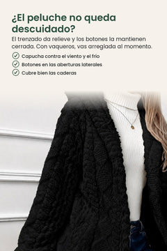 [es] Chaqueta de peluche con capucha y trenzado – ¿El peluche no queda descuidado? El trenzado da relieve