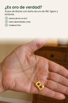 [es] Collar de letra con baño de oro de 18K – ¿Es oro de verdad? Acero de titanio con baño de oro de 18K: ligero y brillante