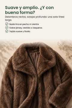 [es] Abrigo abierto con cuello solapa – suave y amplio. ¿Y con buena forma? Delanteros rectos, solapa profunda: una sola línea larga
