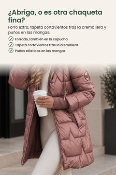 [es] Abrigo de invierno forrado con capucha ajustable – ¿Abriga, o es otra chaqueta fina? Forro extra, tapeta cortavientos tras la cremallera y puños en las mangas