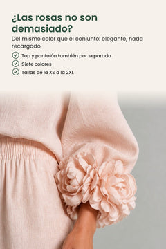 [es] Conjunto de dos piezas con puños florales – ¿las rosas son demasiado? Del mismo color, elegante