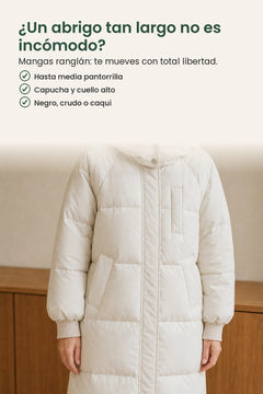 [es] Abrigo de invierno largo acolchado con capucha – ¿Un abrigo tan largo no es incómodo? Mangas ranglán: te mueves con total libertad