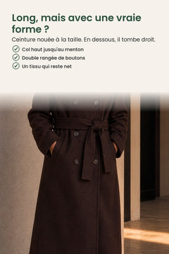 [fr] Long trench-coat avec ceinture à la taille – long, mais avec une vraie forme ? Ceinture nouée à la taille