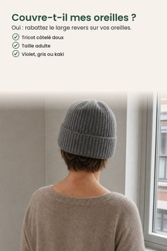 [fr] Bonnet en maille uni – couvre-t-il mes oreilles ? Oui : rabattez le large revers sur vos oreilles