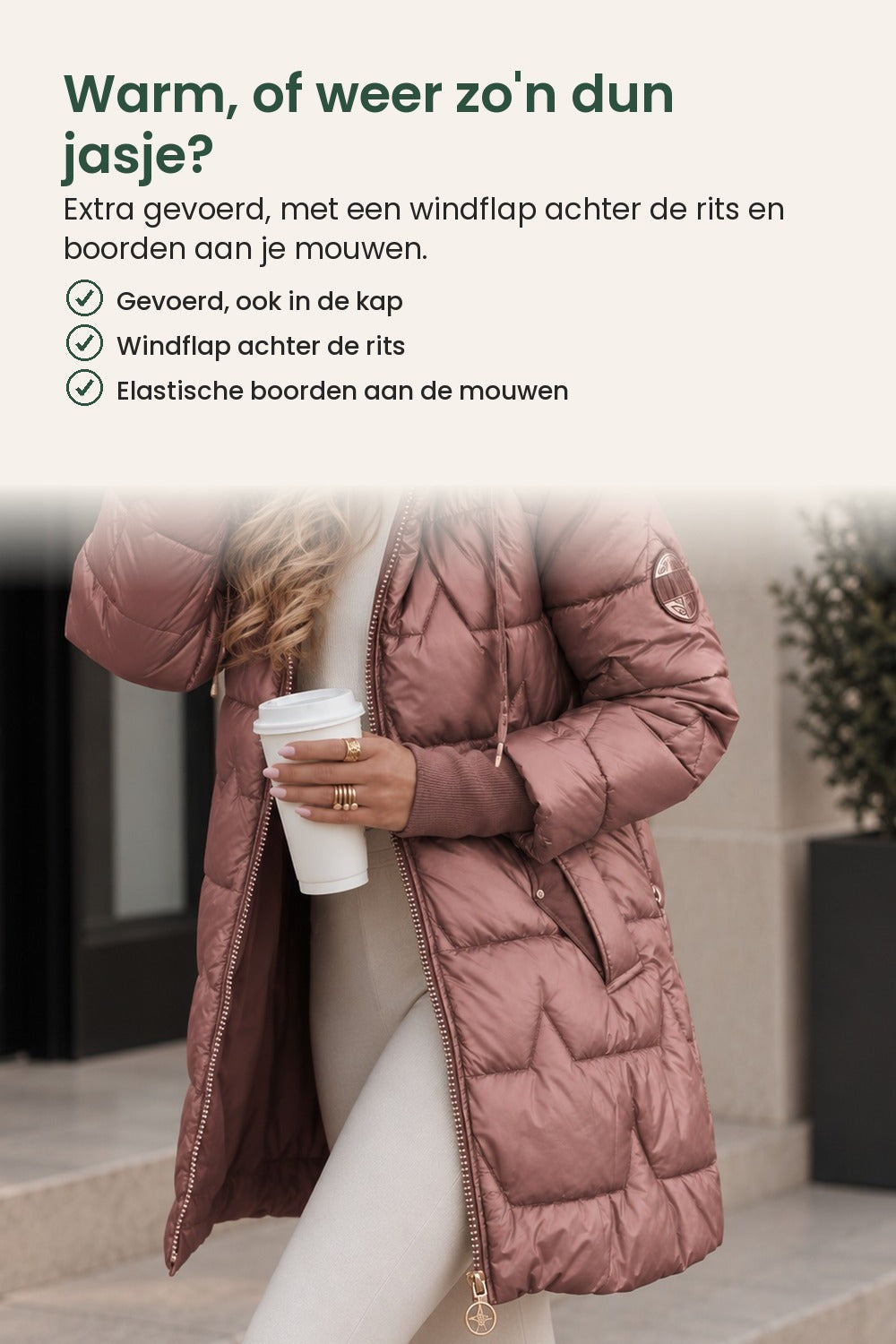 [nl] Gevoerde winterjas met verstelbare capuchon – warm, of weer zo&