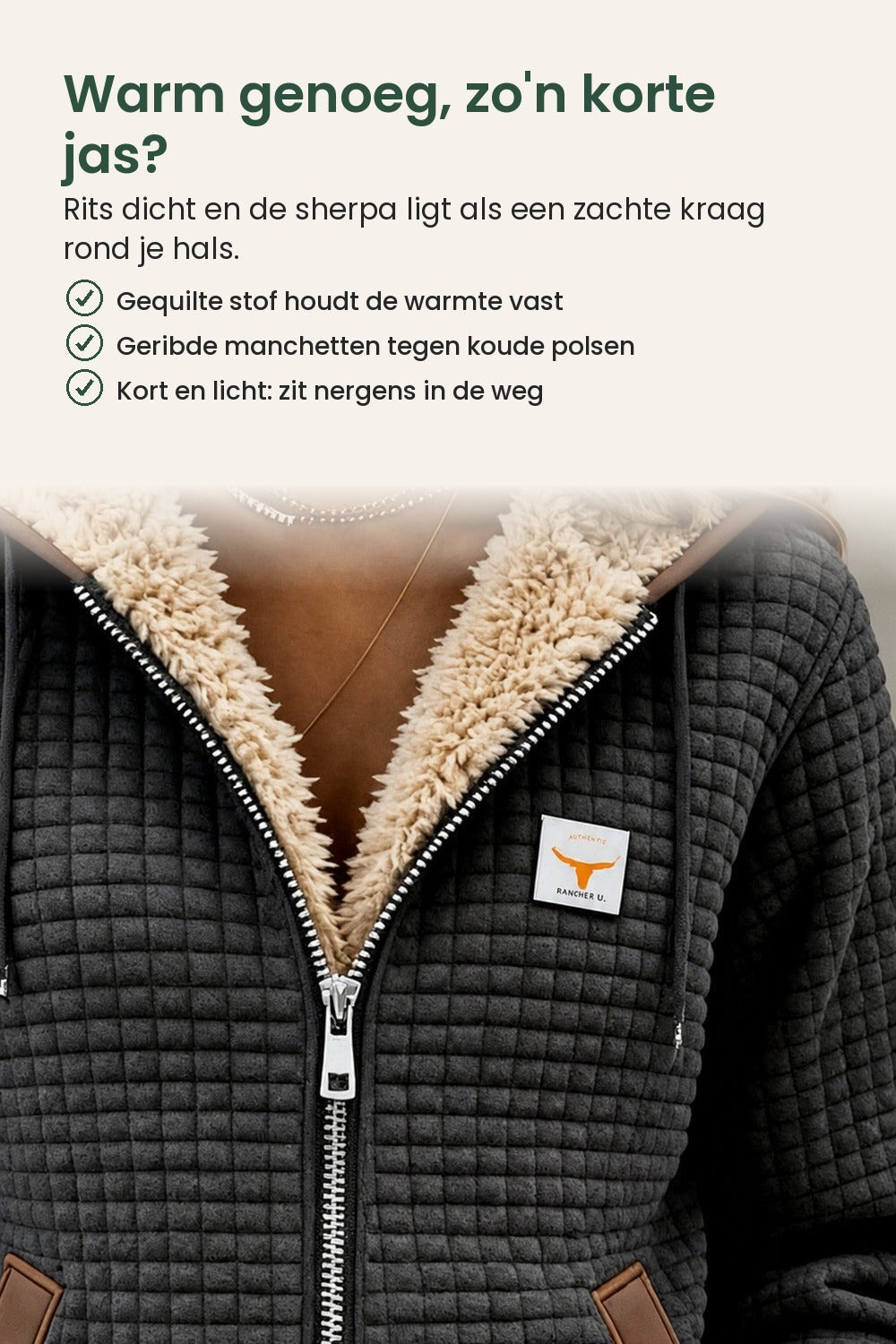 [nl] Gewatteerde jas met kap en sherpavoering – warm genoeg, zo&