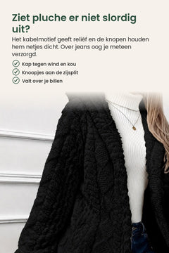 [nl] Pluchen jas met kap en kabelmotief – ziet pluche er niet slordig uit? Het kabelmotief geeft reliëf