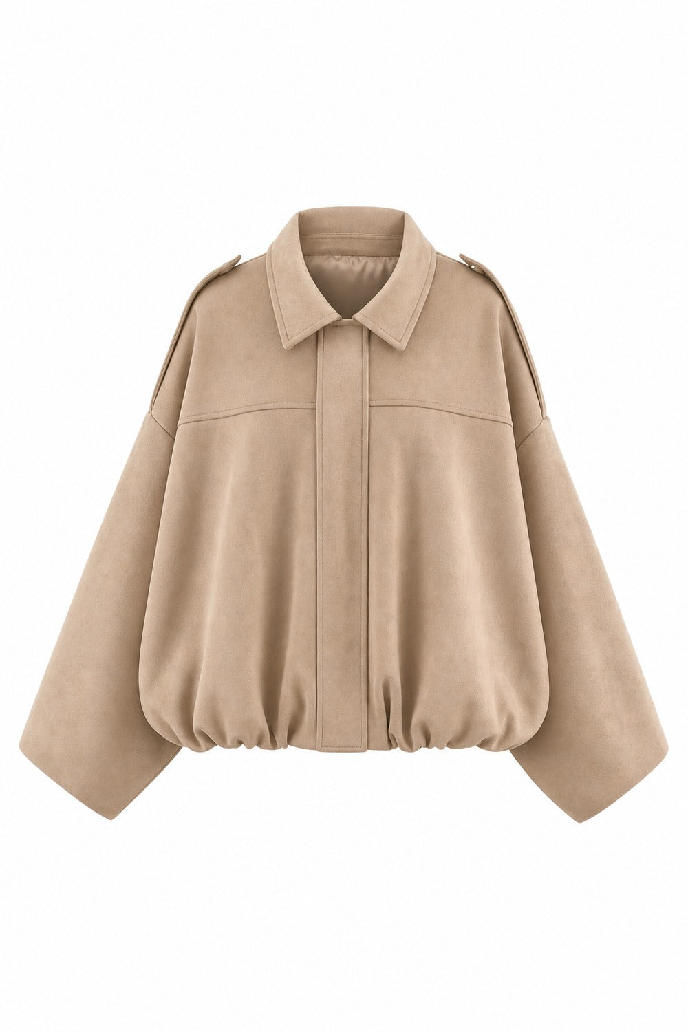 bomberjack in suèdelook in beige, los op wit