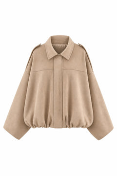 bomberjack in suèdelook in beige, los op wit