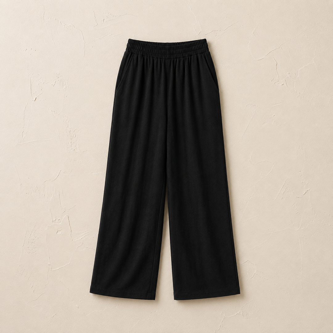 Broek dames in het nachtzwart, tencel met linnen-look – Nora Janne