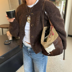 Vestje dames in het cognacbruin, wol-look polyester – Nora Janne
