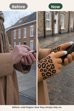 [en] Jacquard Touchscreen Gloves – before, cold fingers. Now they simply stay on
