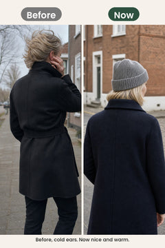 [en] Plain Knitted Beanie – before, cold ears. Now nice and warm