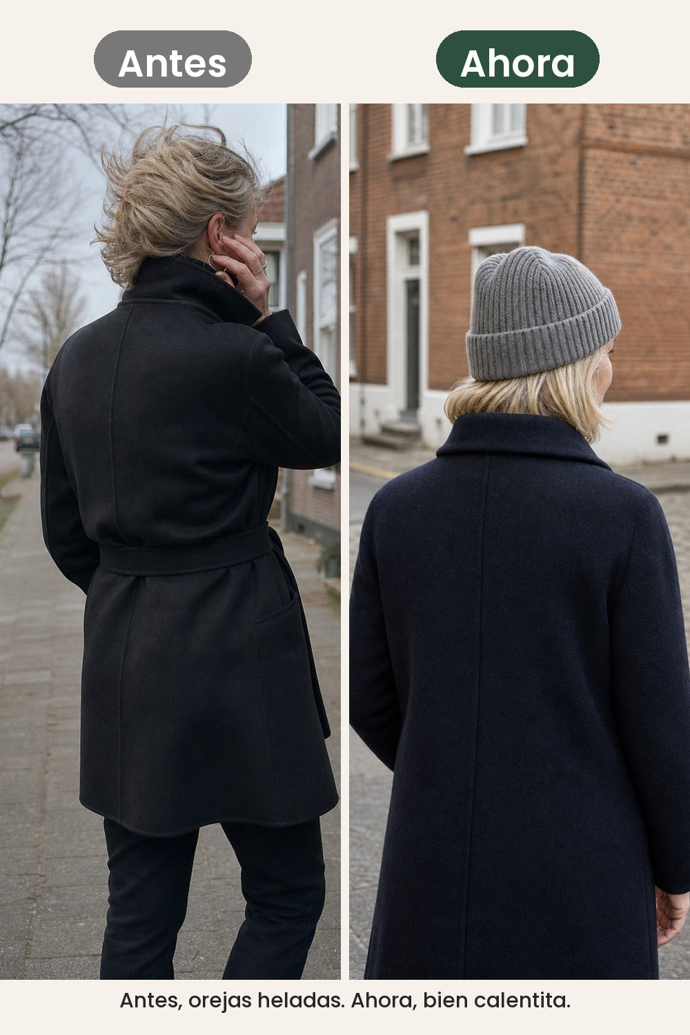 Gorro de punto liso – antes, orejas heladas. Ahora, bien calentita