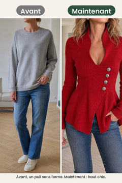 [fr] Top élégant côtelé à basque asymétrique – avant, un pull sans forme ; maintenant, un haut chic