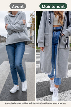 [fr] Long gilet avec capuche – avant, les jambes froides. Maintenant, chaud jusque sous le genou