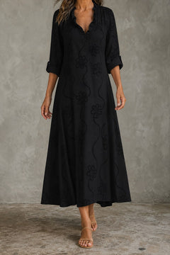 Elise Maxi-jurk in Zwart – voorkant
