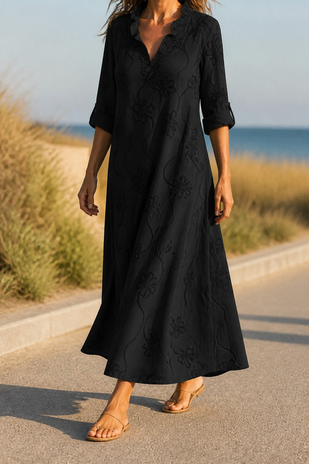 Elise Maxi-jurk in Zwart – op de dijk