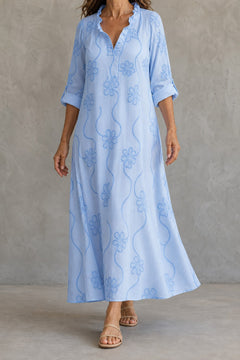 Elise Maxi-jurk in Lichtblauw – voorkant