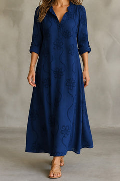 Elise Maxi-jurk in Marineblauw – voorkant