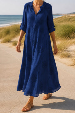 Elise Maxi-jurk in Marineblauw – op de dijk