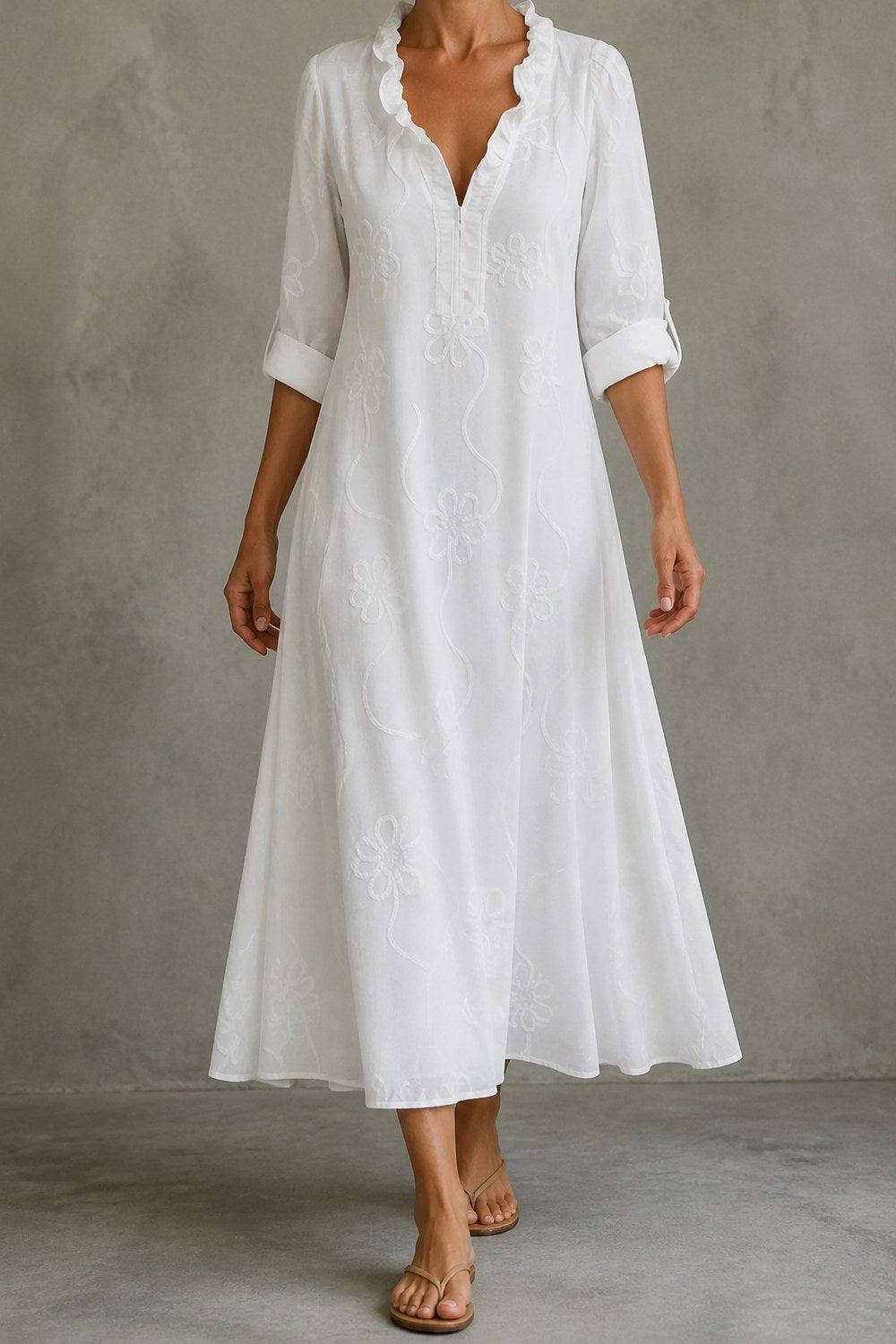 Elise Maxi-jurk in Wit – voorkant